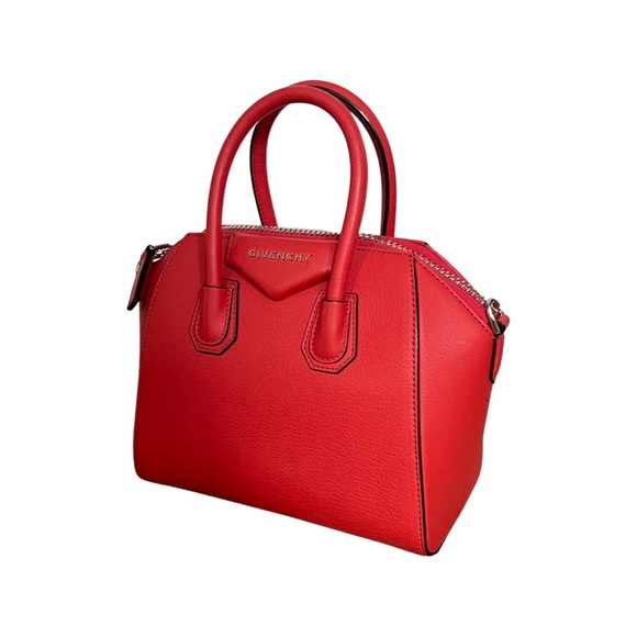 Givenchy Ladies Grained Leather Mini Antigona Bag In Light Red New With Tags - Picture 2 of 6